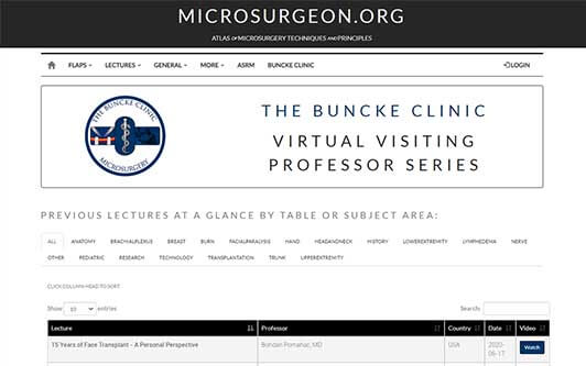 Buncke clinic microsurgery plastic surgery webinars