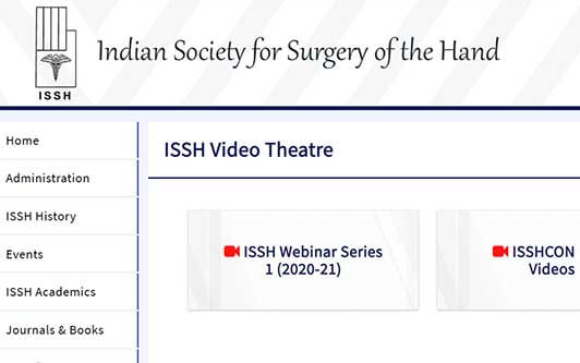 ISSH Hand Surgery India webinars